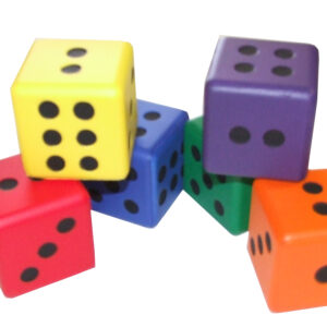 SET OF 6 COLOURED FOAM DICE